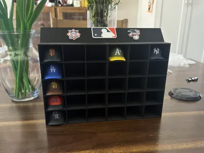 Miniature Baseball Hat Shelf with League Logos