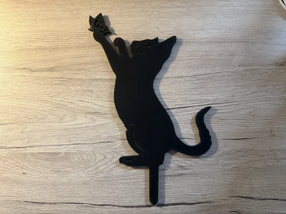 Cat with Butterfly for the Garden - Free 3D Print Model - MakerWorld