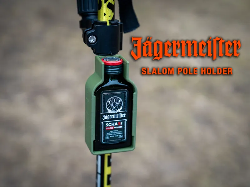 Jägermeister holder for slalom pole