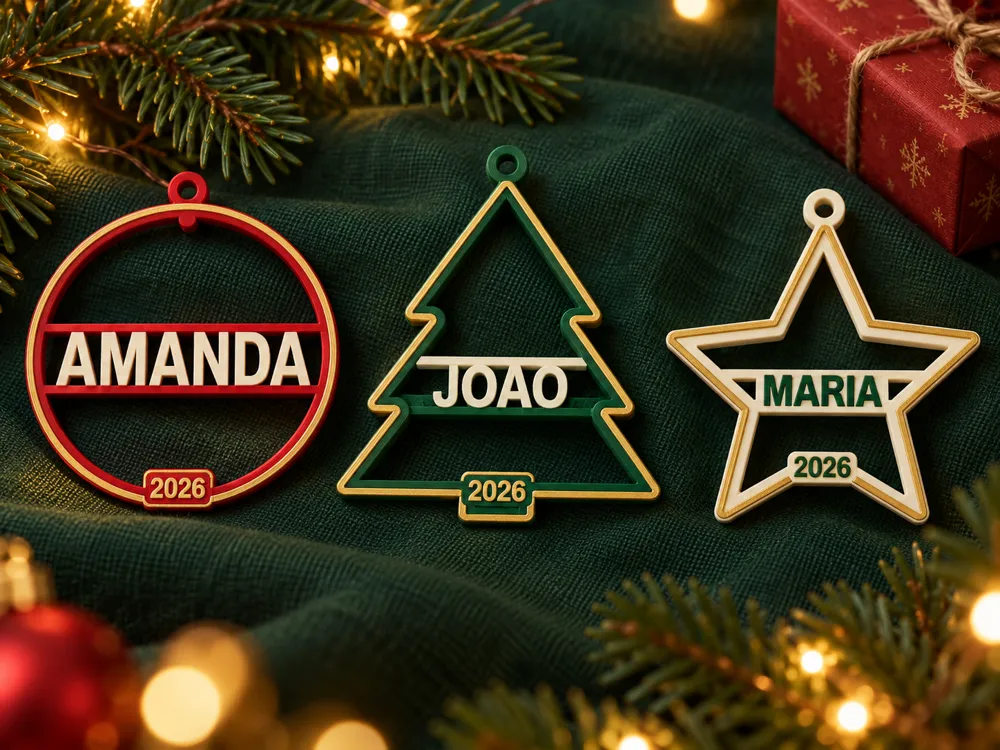 Printable Loop Border Personalized Christmas Tree Ornaments - Free 3D Print Model - MakerWorld