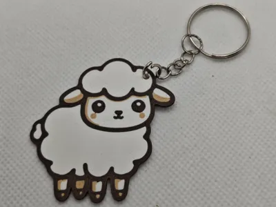 Cartoon funny sheep keychain double sided