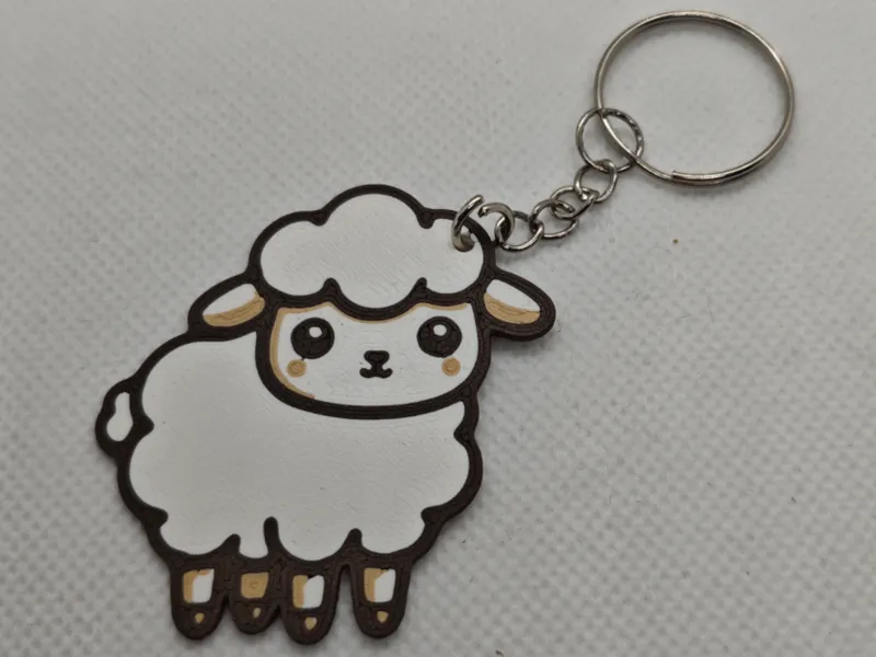 Cartoon funny sheep keychain double sided