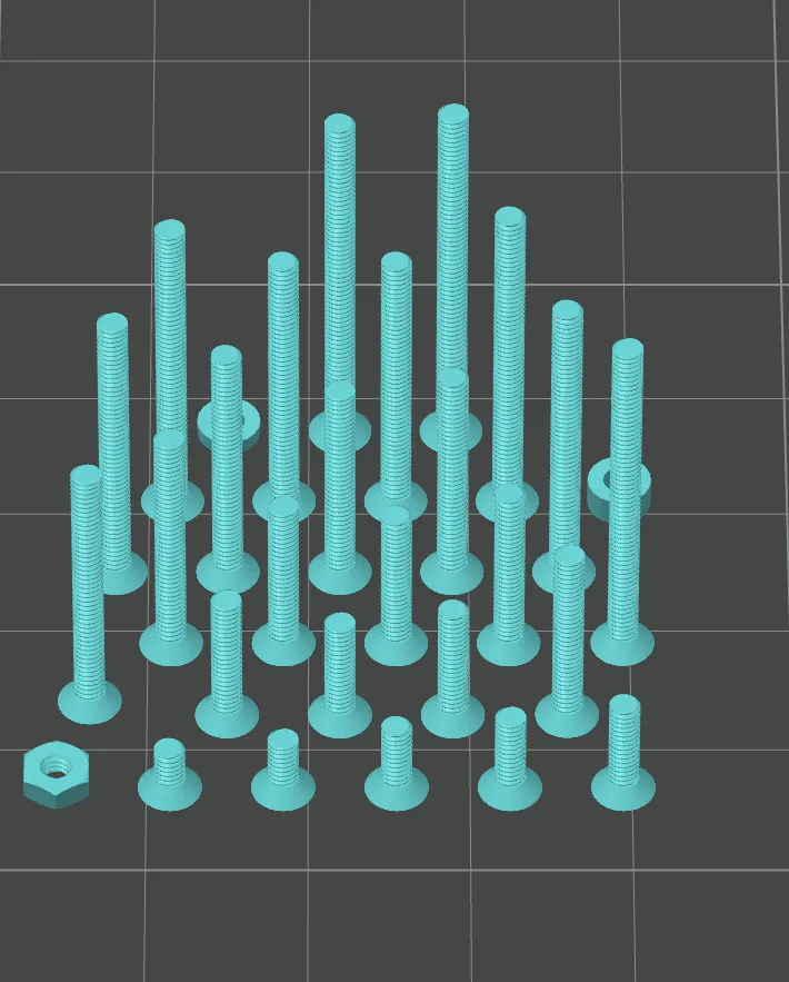 M2 Countersunk Screw 328mm / Nut / Washer (v2) by Leo.w8 MakerWorld