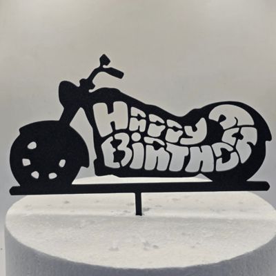 Happy Birthday Motorbike cake topper 