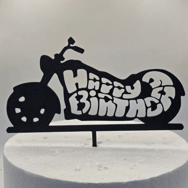 Happy Birthday Motorbike cake topper 