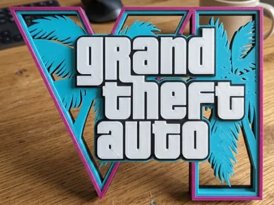 GTA VI Multi-Color Logo   Desk Stand NO AMS