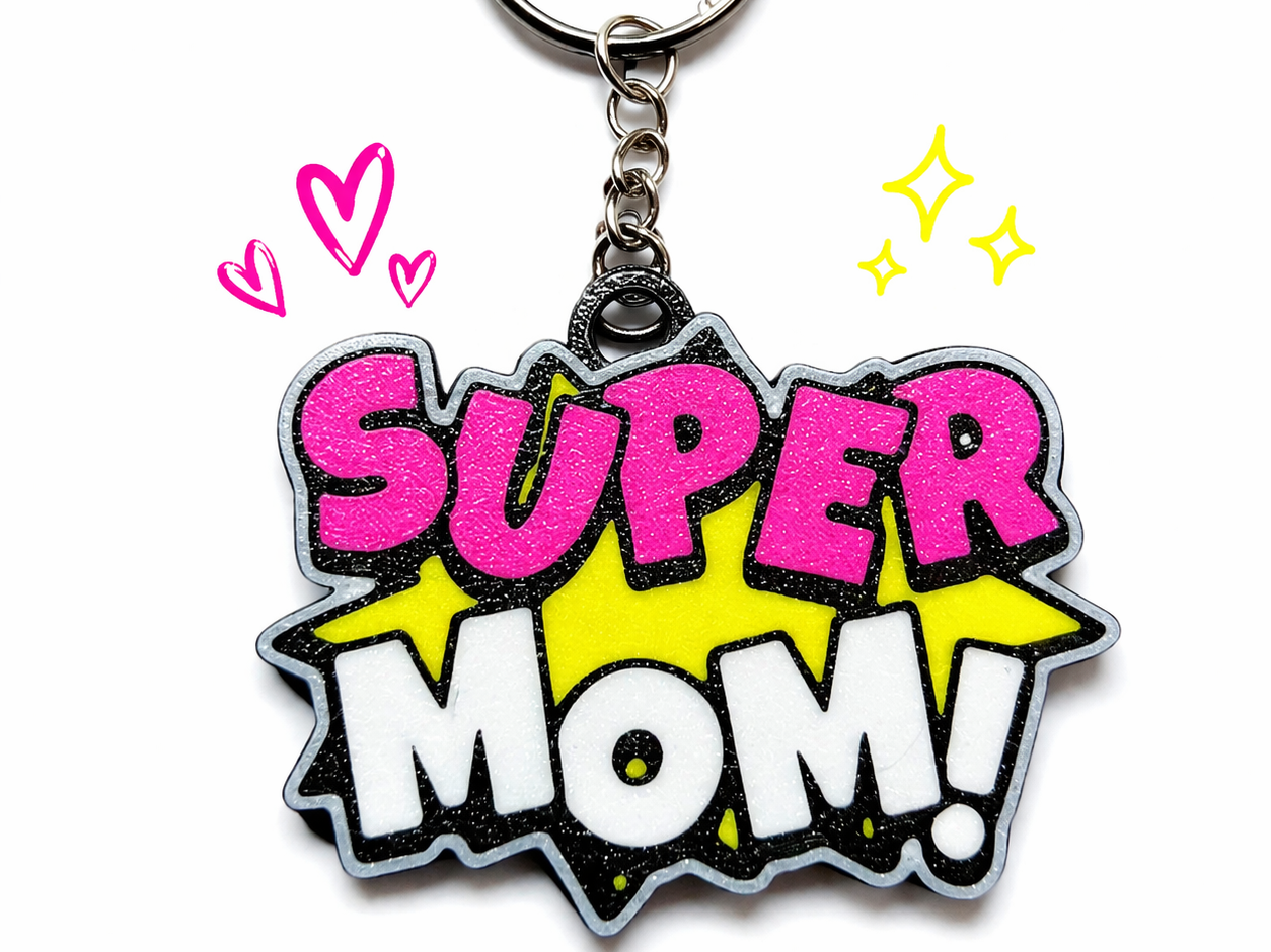 SUPER MOM keychain