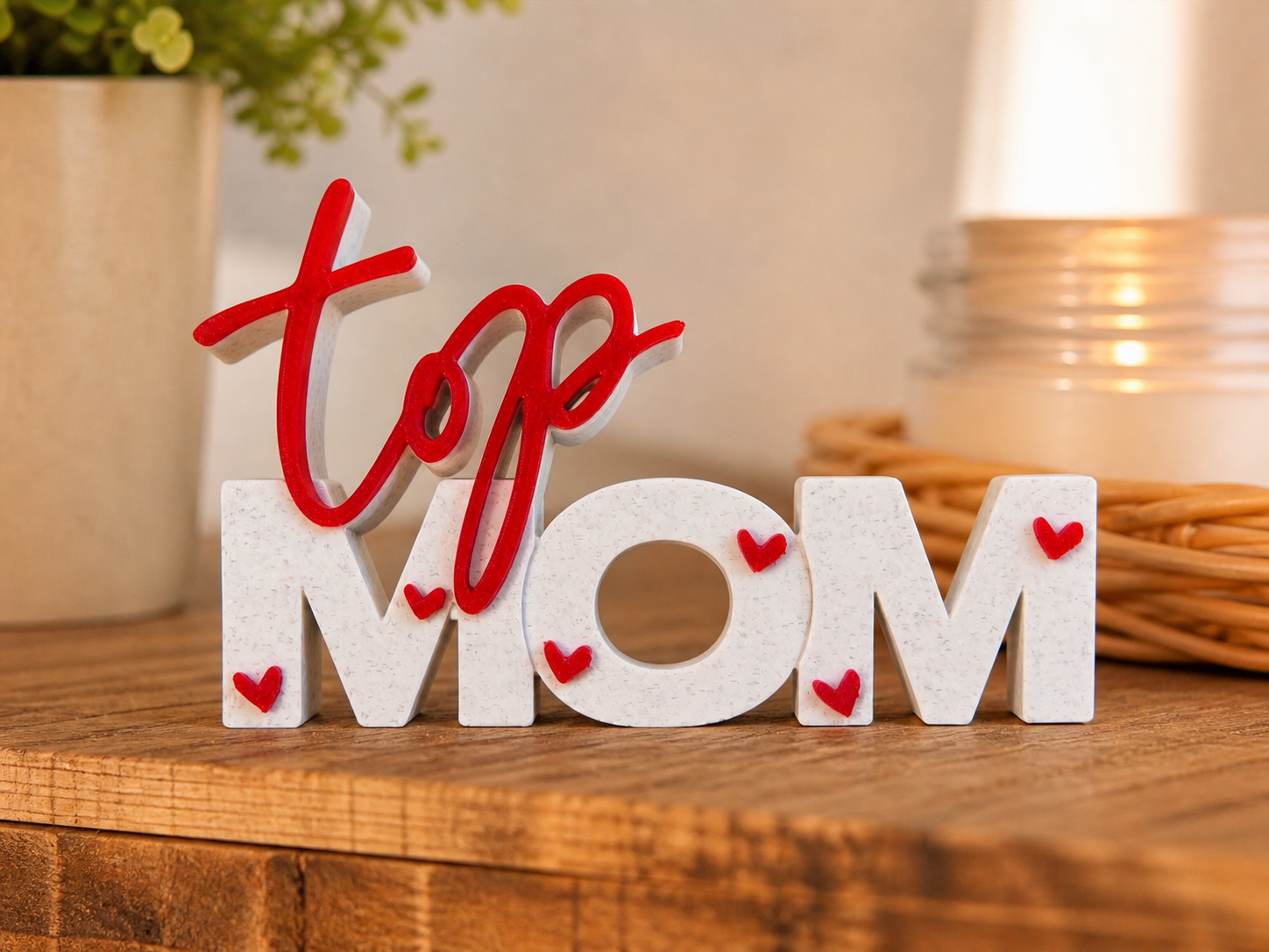 Top Mom – 3D Text Sign | Mother’s Day Gift 