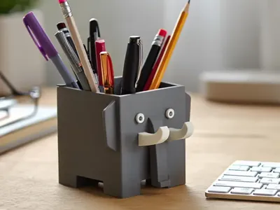 Cubonoid Elephant Pen Notes Holder