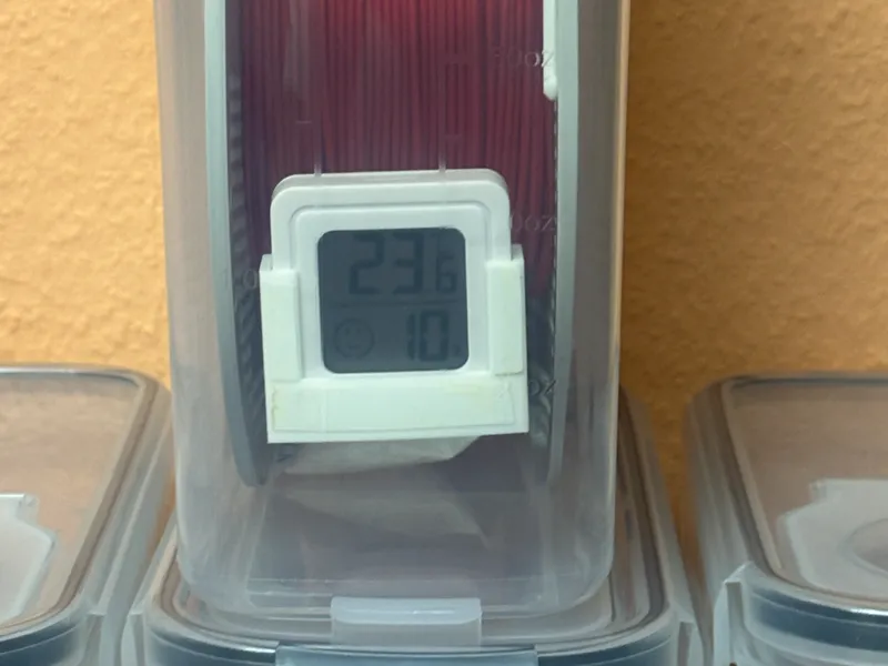 Hygrometer holder for 4-liter cereal box