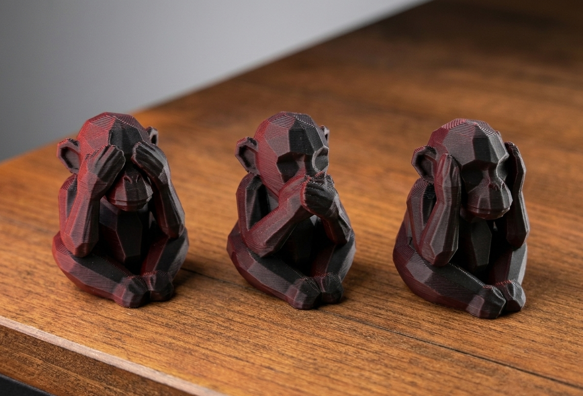 Miniatura 3 do modelo 3D Three Wise Monkeys – Low Poly Design
