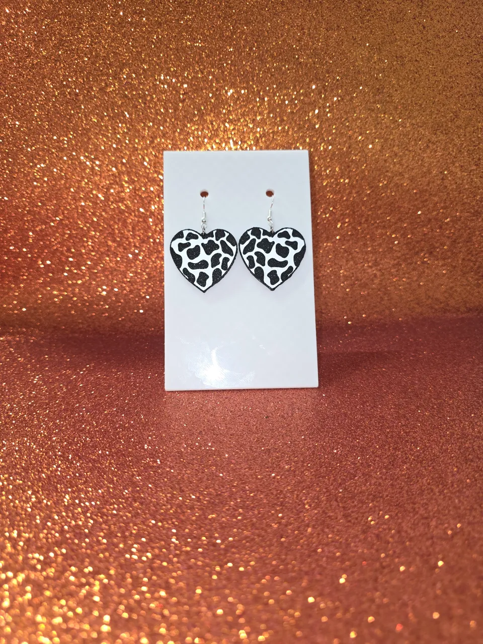 Cow heart earrings view 2