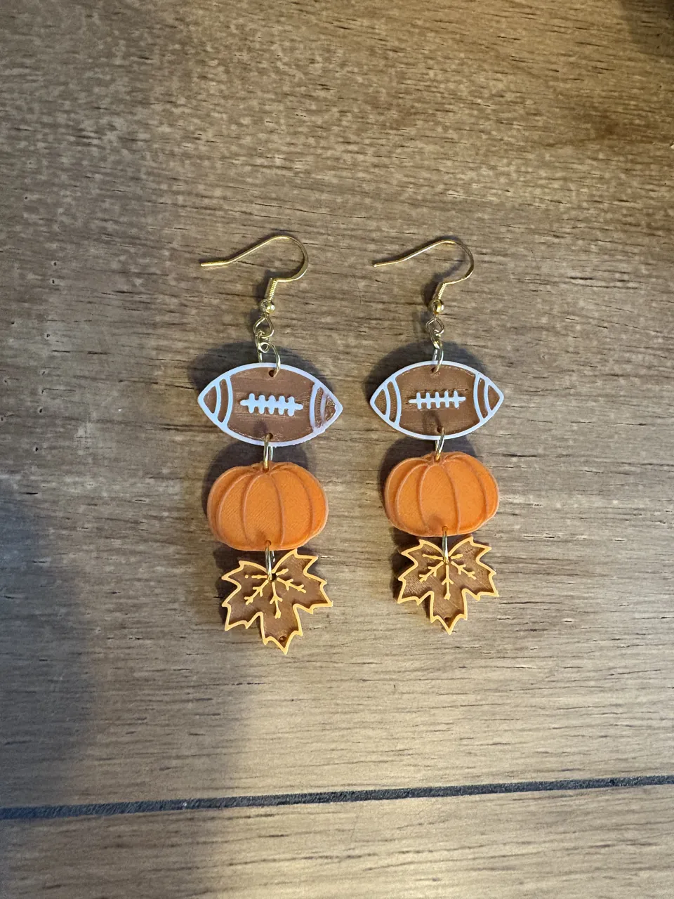 Football Pumpkin Leaf Fall Stack Earrings view 2