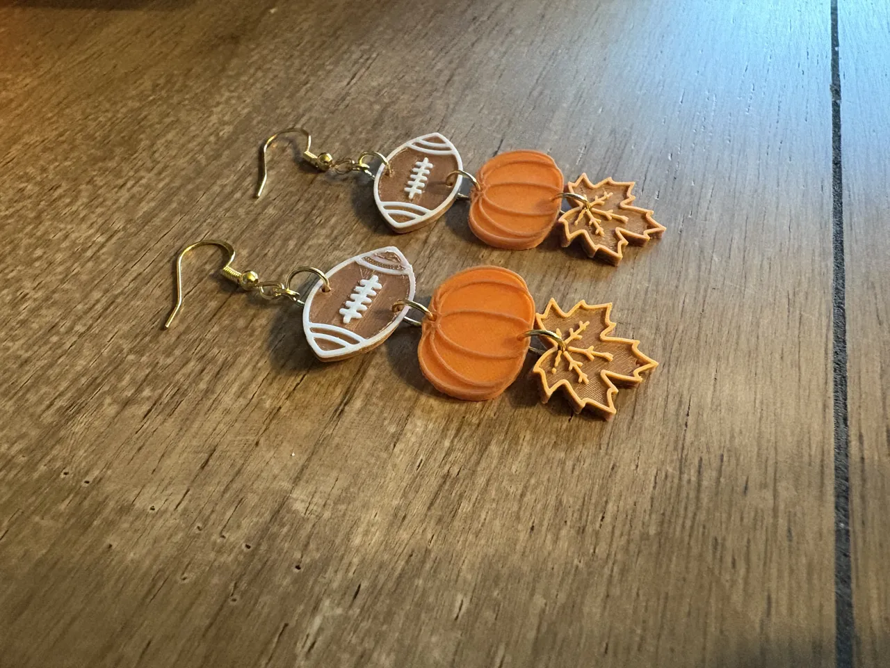 Football Pumpkin Leaf Fall Stack Earrings view 3