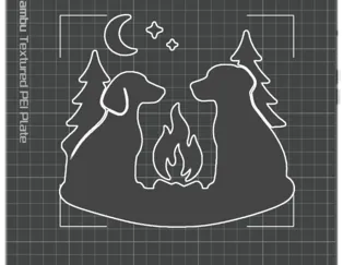 Hunde am Lagerfeuer Silhouette