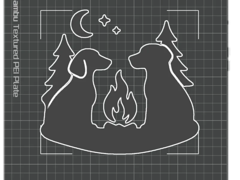Hunde am Lagerfeuer Silhouette