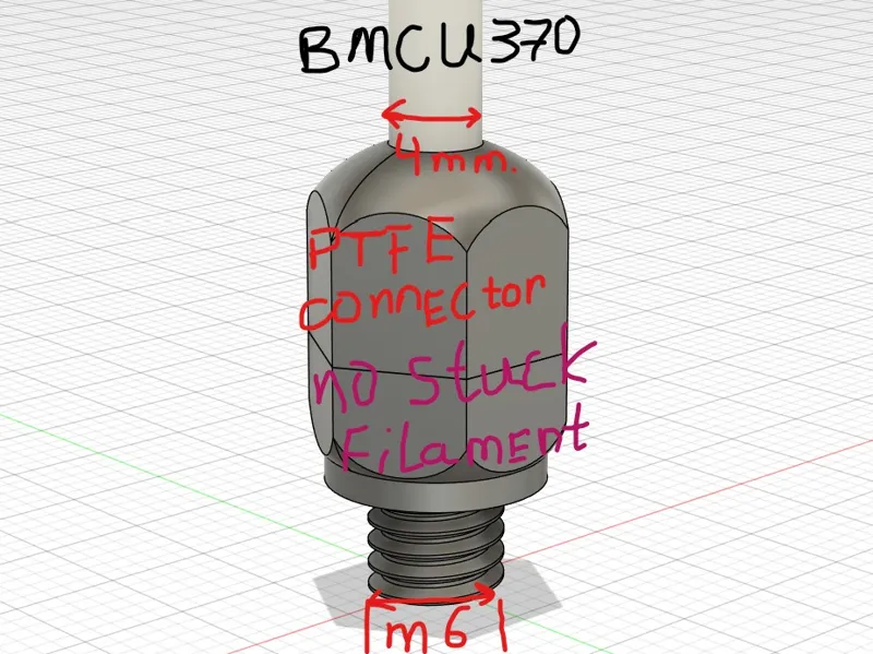 PTFE tube connector for BMСU 370, M6