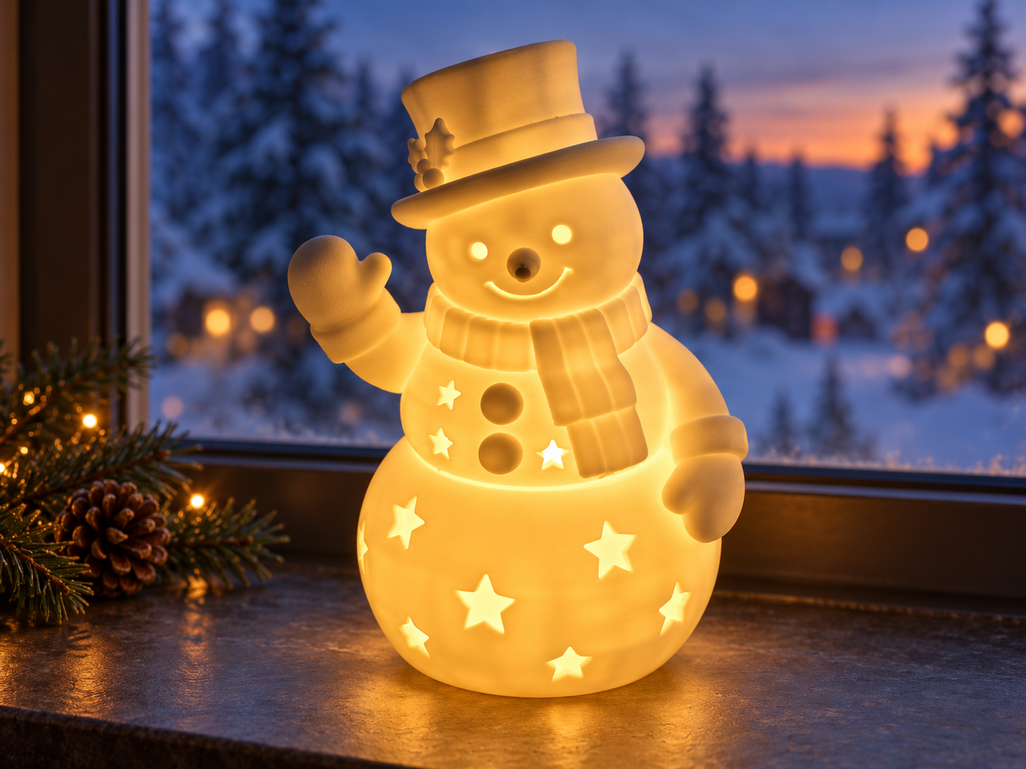 Muñeco de Nieve Iluminado: ¡Bienvenida la Navidad!