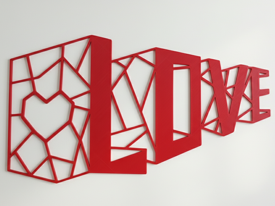 Geometric "LOVE" Wall Art - Modern Isometric Decor