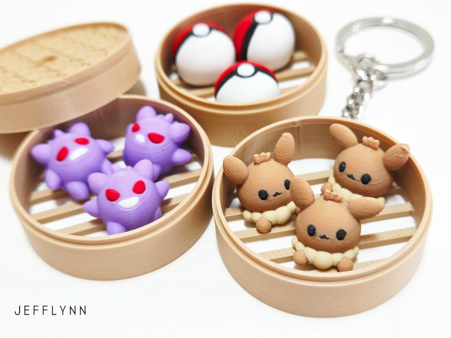 Eevee & Pokeball Bun Fidget Keychain