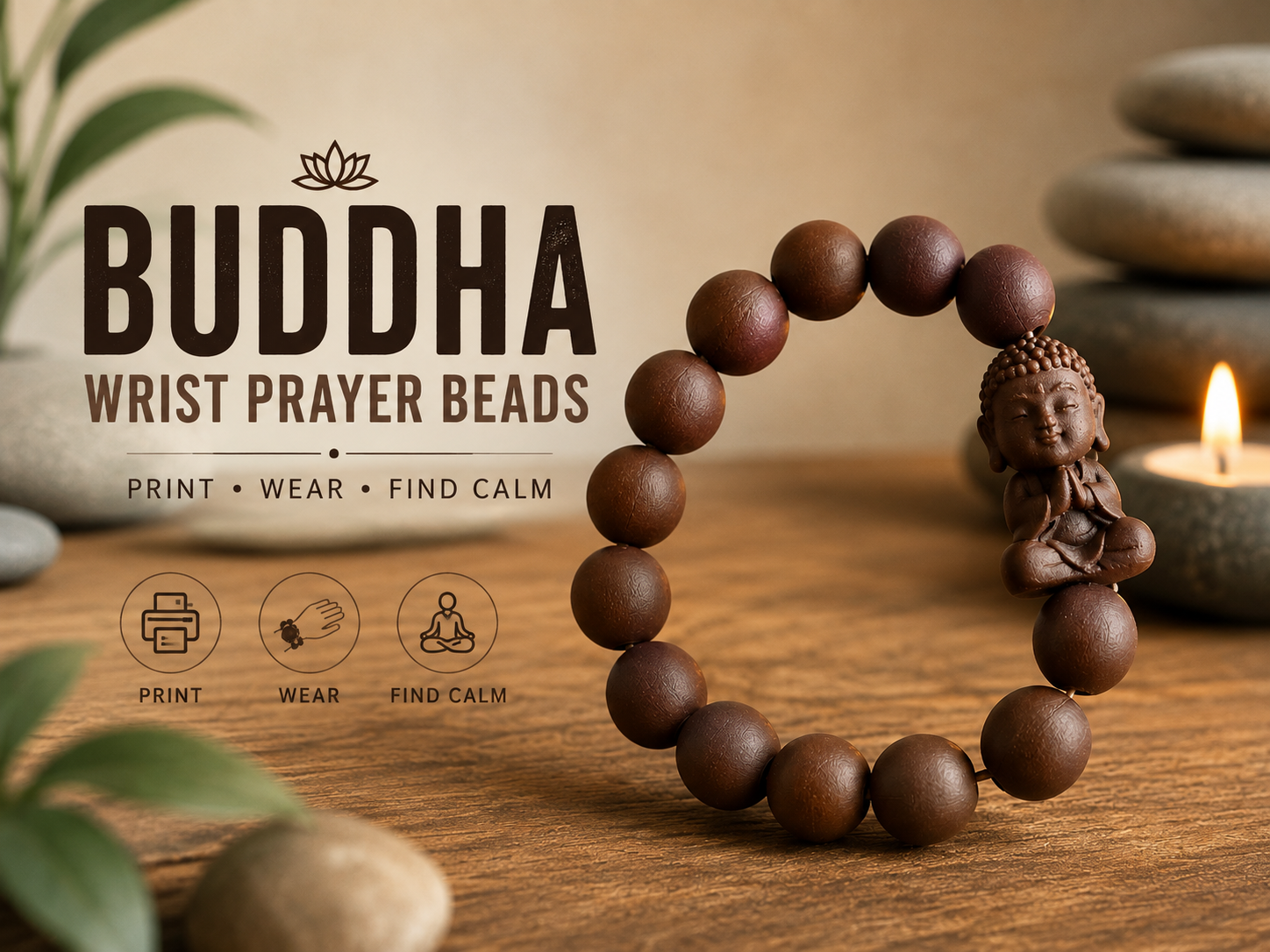 Buddha Wrist Prayer Beads / Zen Bracelet - 1