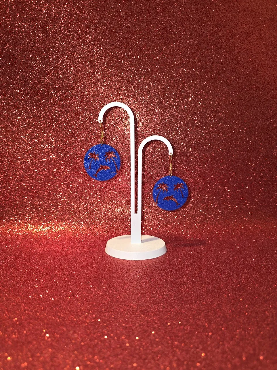 Marine background earrings view 3