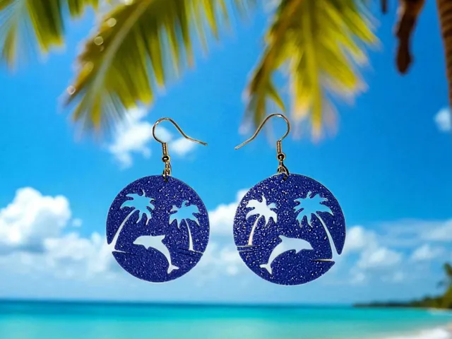 Marine background earrings