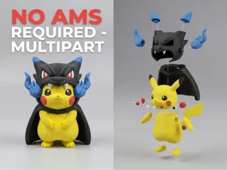 Pikachu Mega Charizard X Poncho | Multipart NO AMS