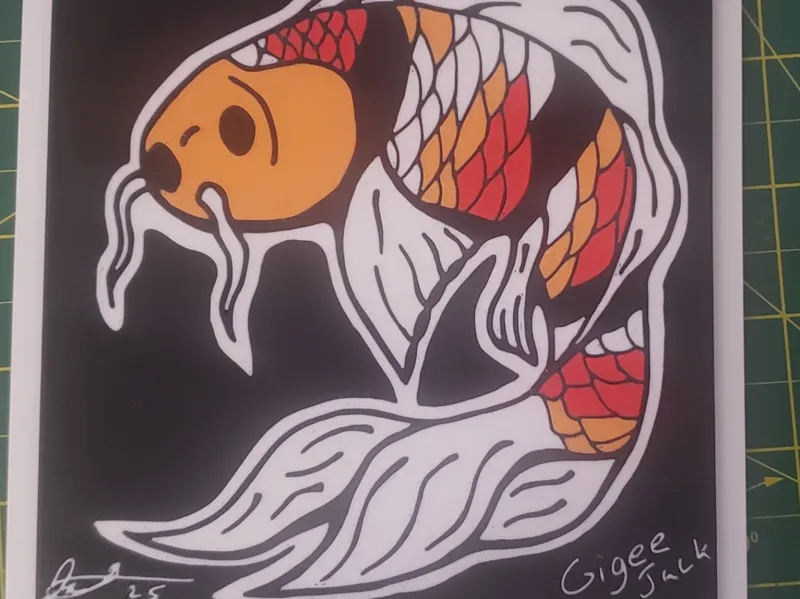 Koi wall art - from digital drawing (1 of 2)