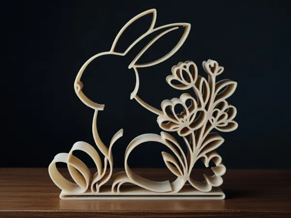 Lapin de Pâques minimaliste aux fleurs