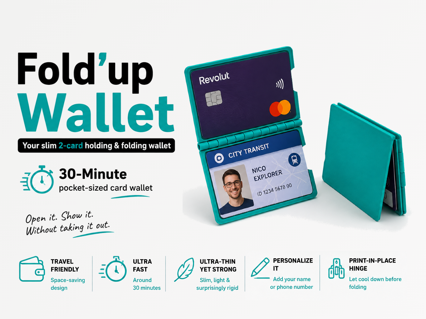 Slim 2-card folding wallet - 30 min only