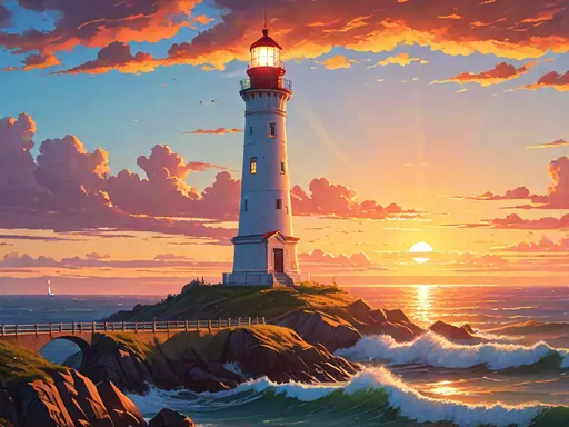 Lighthouse at Sunset HueForge 200x200