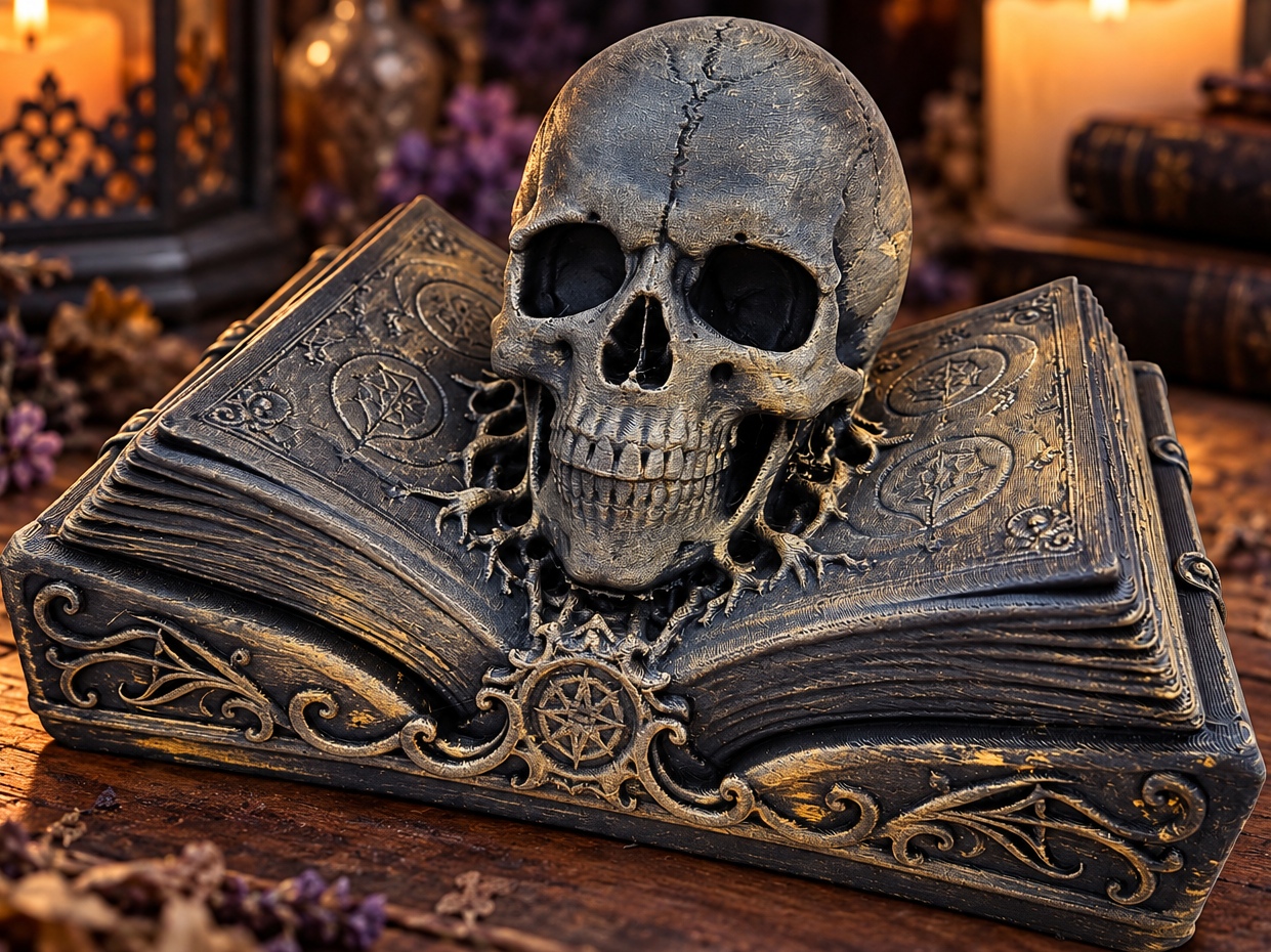 Gothic Skull Spellbook Decor - 1