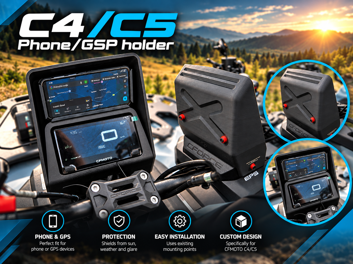 CFMoto C4/C5 phone/GPS holder - 1