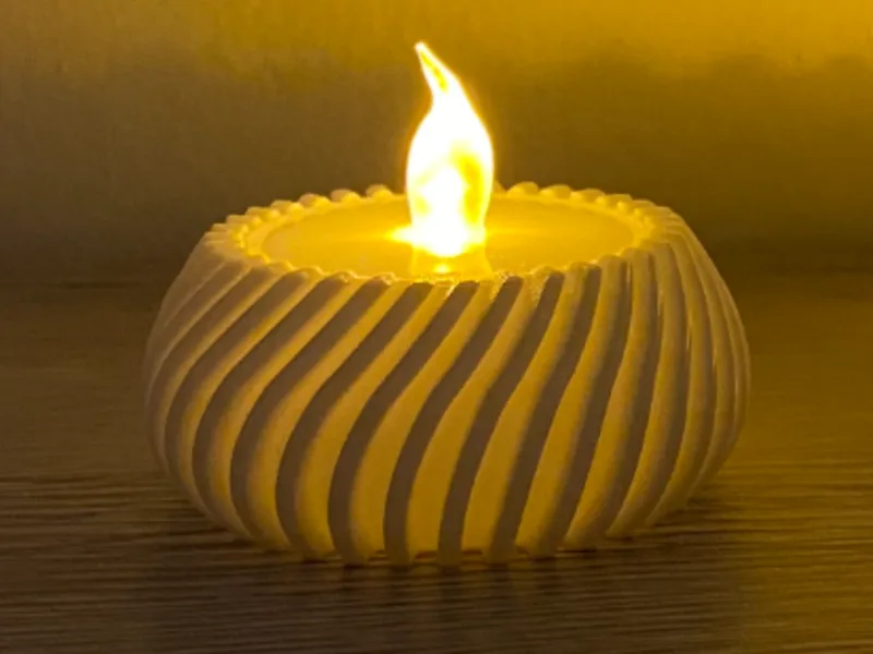 LED Ribbed Tealight Candle Holder