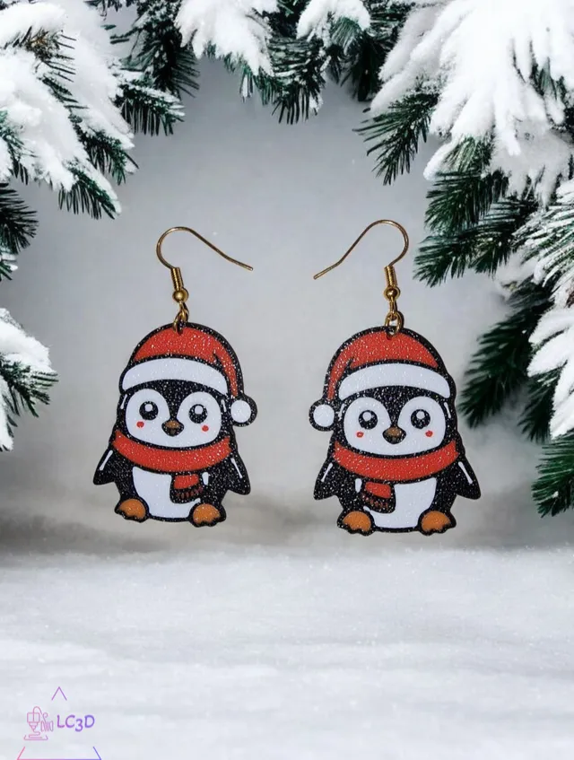 Christmas penguin earrings