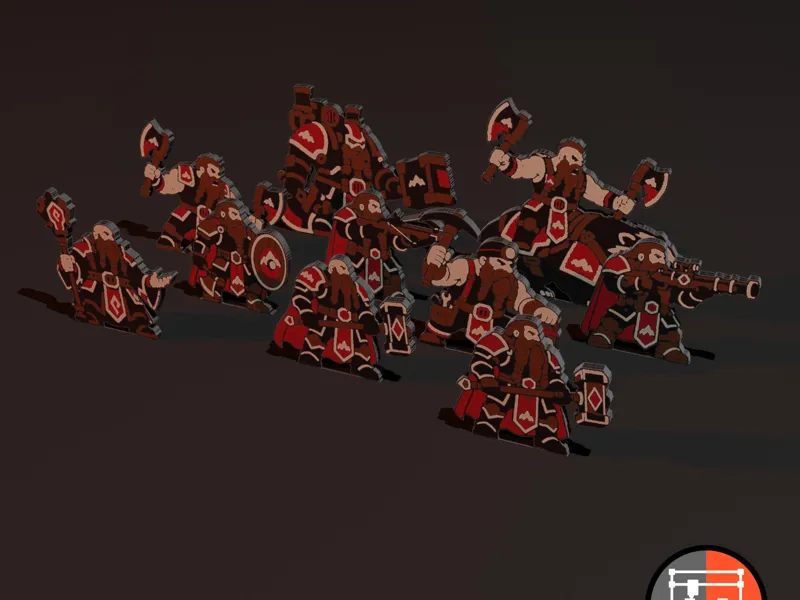 2.5D Fantasy Dwarves - Flat/Hybrid Minis