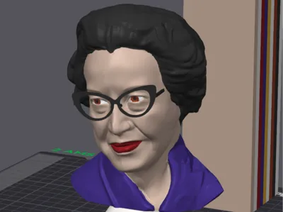 Katherine Johnson Bust. Colored and uncolored