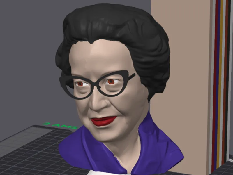 Katherine Johnson Büste. Eingefärbt und ohne Farbe