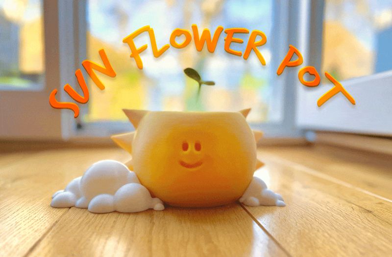 Sun and clouds flower pot