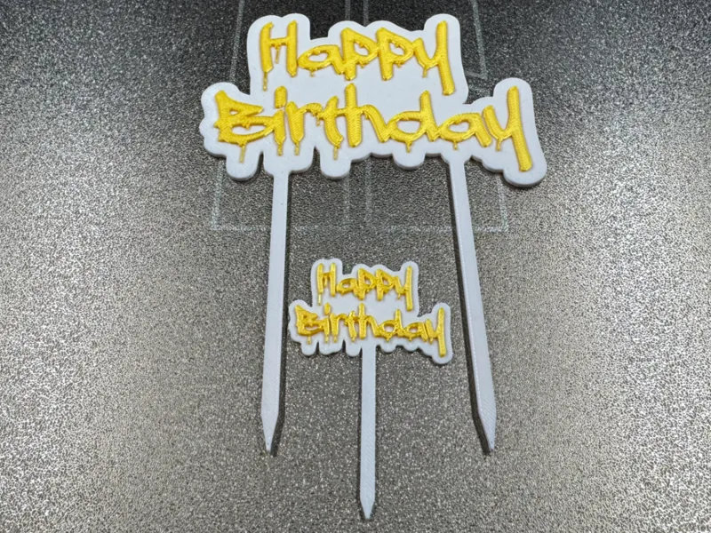 Happy Birthday Cake Topper Cupcake Drippy 