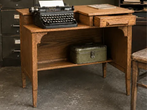 Figura decorativa: Miniature MCM Typewriter Desk — referencia de MakerWorld