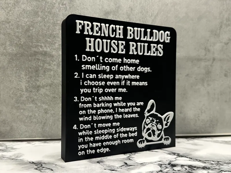 French bulldog house rules sign