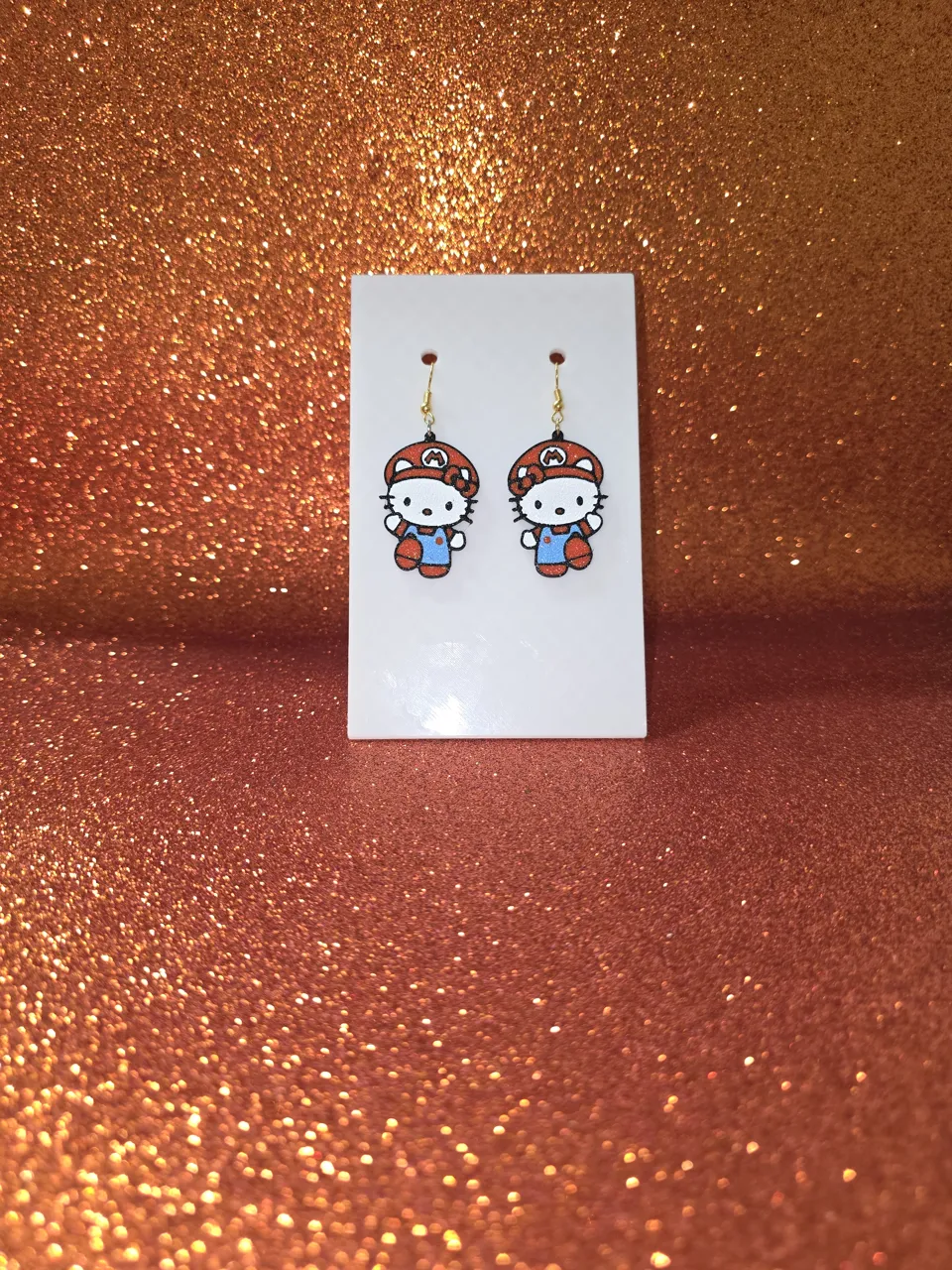 Mario Kitty earrings view 2