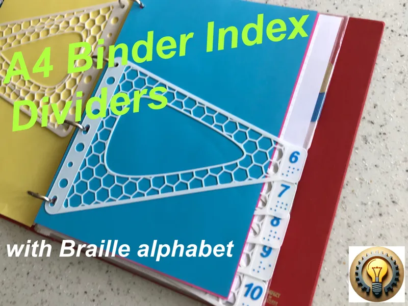 A4 Binder index dividers with Braille alphabet