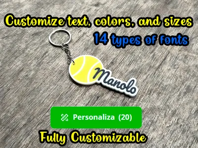 Customizable padel tennis keychain with name