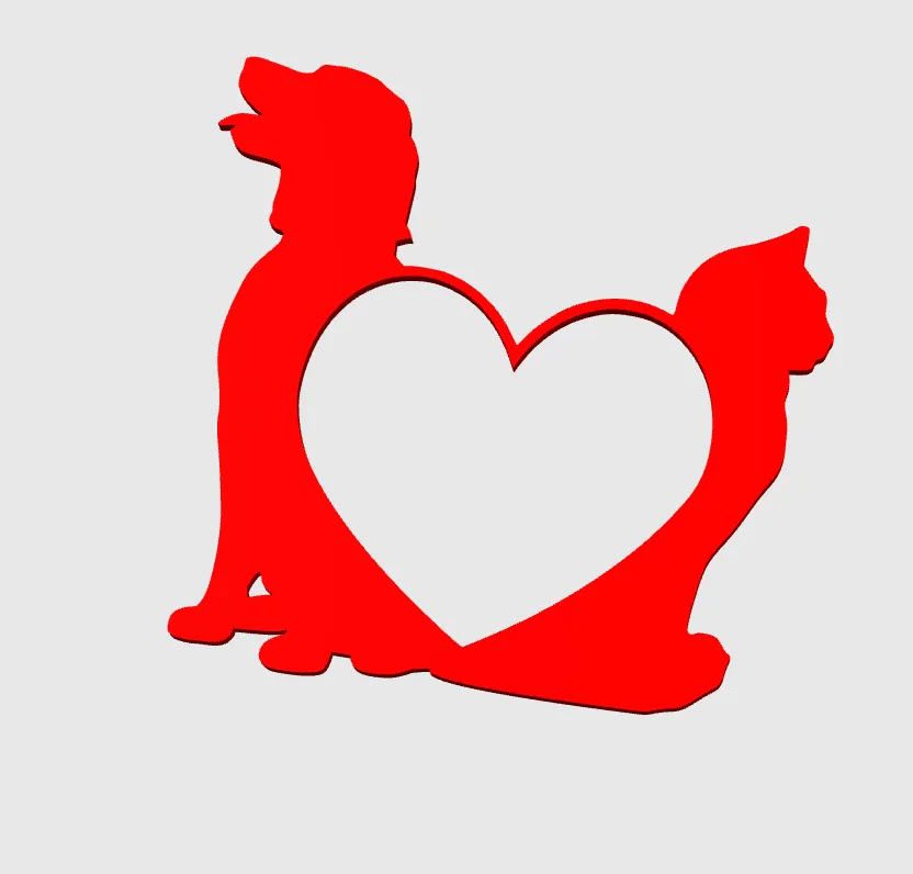 Chat et chien formant un cœur