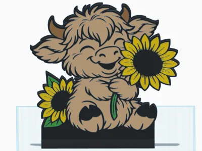 Sunflower Highland Cow