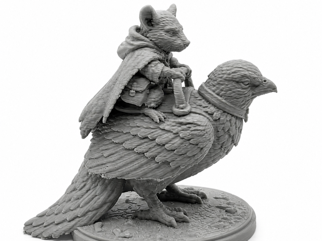 Mouse Rider on Falcon –  Miniature & Garden Statue