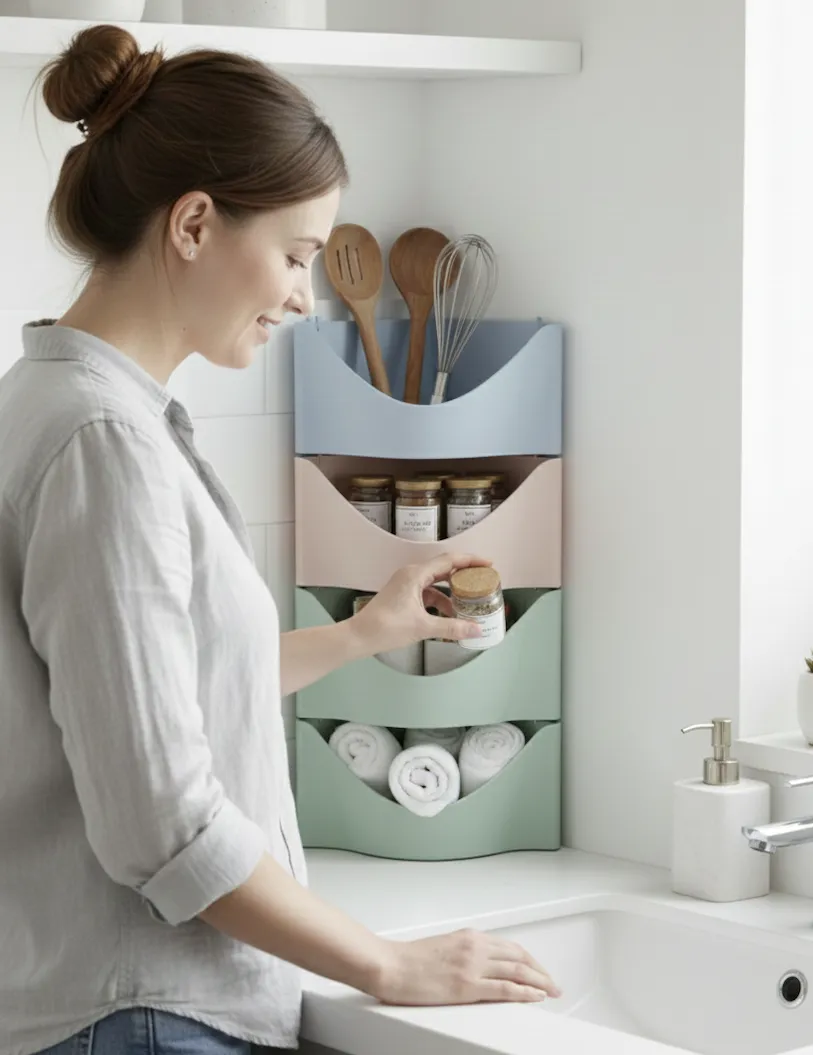 Modular Corner Organizer Bathroom Kitchen Office view 3